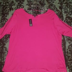 NWT Cable & Gauge Beaded Split Sleeve Blouse